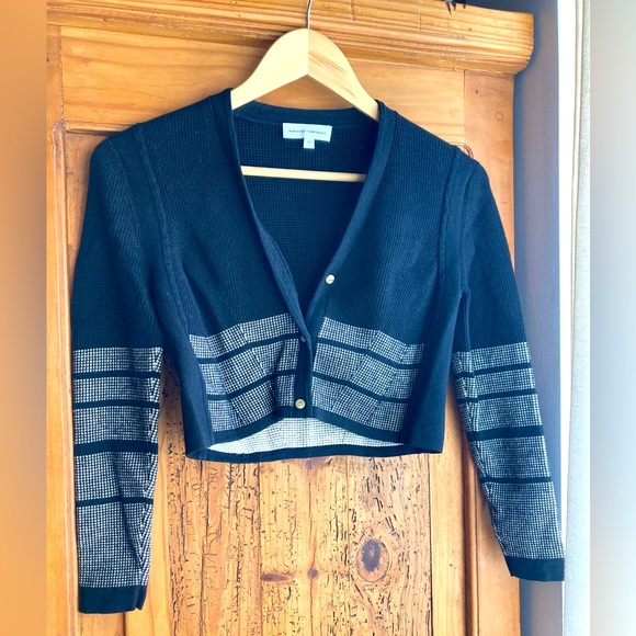 Narciso Rodriguez Sweaters - narciso rodriguez cropped white and black knit sweater-like new